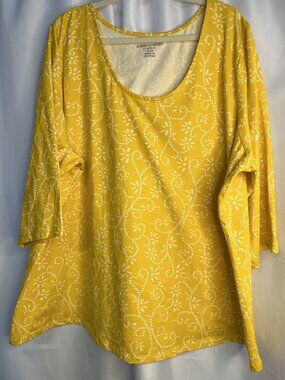 Jessica London Size 30/32 Jessica London Women's Yellow Floral Print Blouse Size